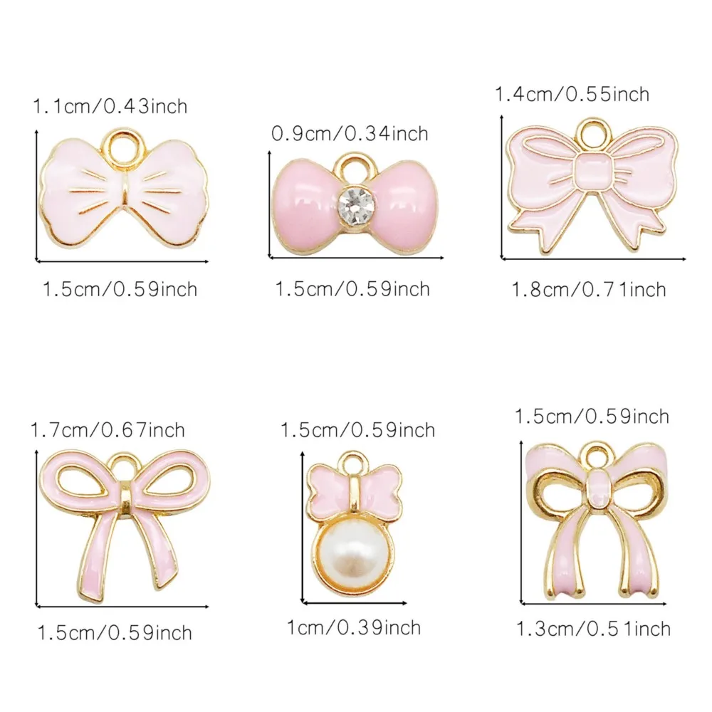 60Pcs Metal Alloy Cute Enamel Bowknot Charms Pendants DIY Handmade Necklaces Earrings Jewelry Making Craft Supplies Accessories