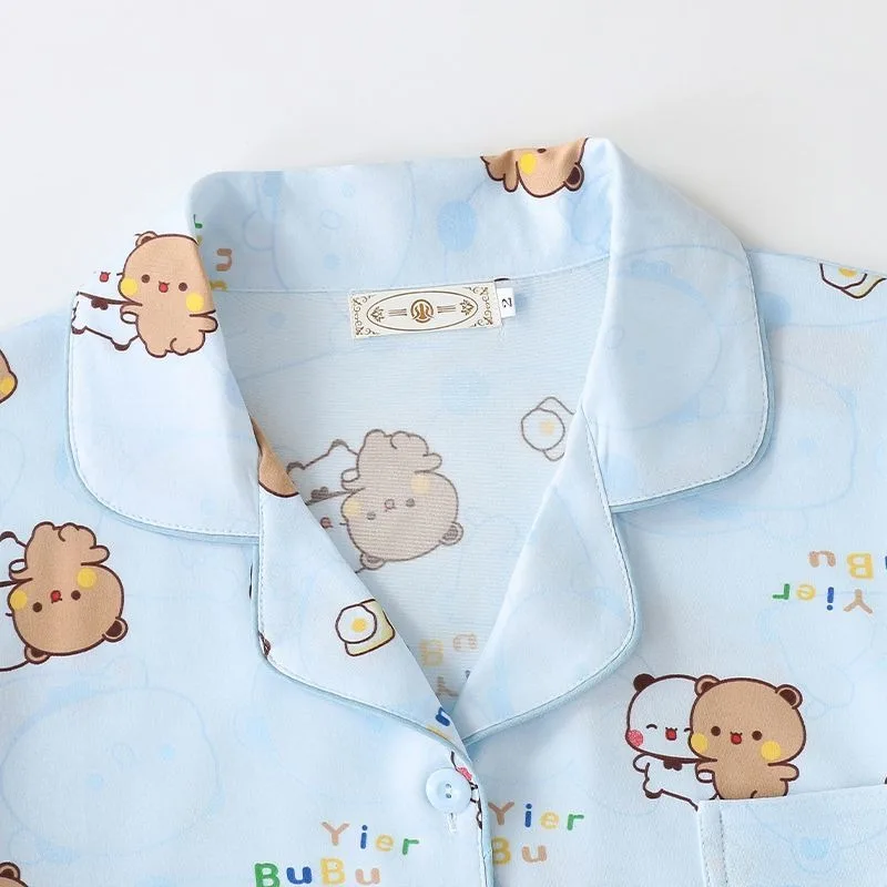 Kawaii Anime bubu dudu Pigiama Set Morbido e confortevole Uomo Donna Indumenti da notte Pigiama allentato in cotone Completo per la casa allentato Regalo di compleanno