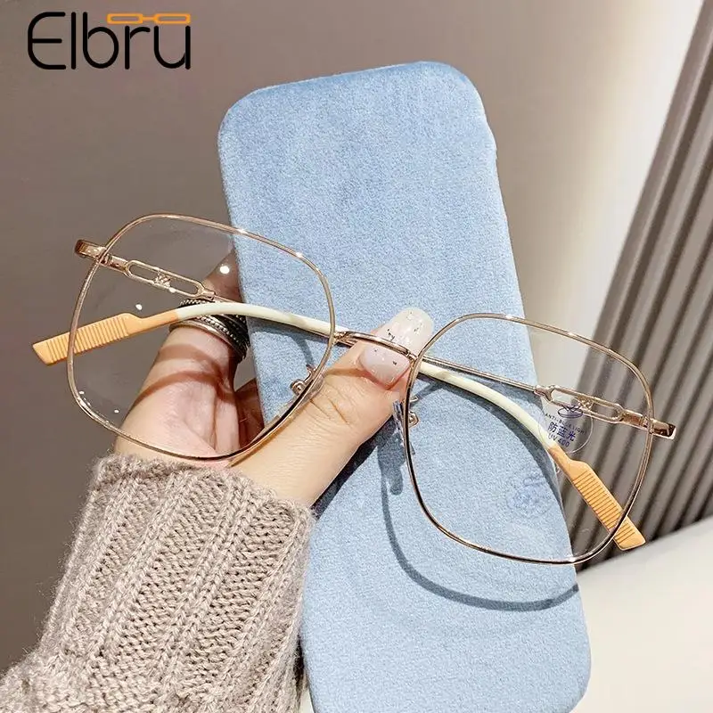 

Elbru Anti Blue Light Myopia Glasses Women Men Metal Ultralight Nearsighted Eyeglasses Unisex Myopic Eyewear Diopters 0-100~-500