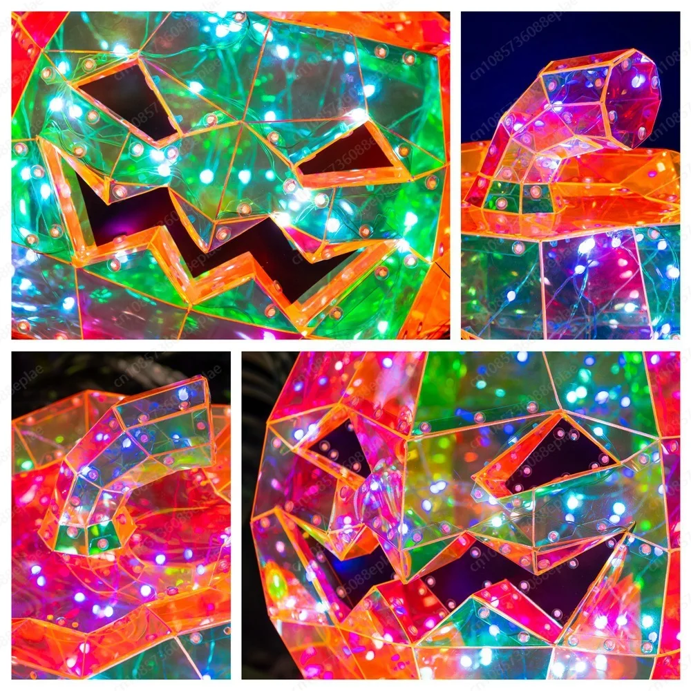 Cross-border hot sale factory custom Halloween Symphony luminous pumpkin Halloween arrangement props atmosphere dress up lights