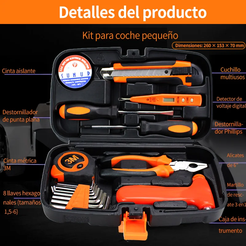 مجموعة أدوات Iruibo مكونة من 17 قطعة باللون الأسود، طقم إصلاح منزلي مع كماشة ومفكات براغي وشريط قياس ومطرقة، صندوق فولاذي كربوني محمول