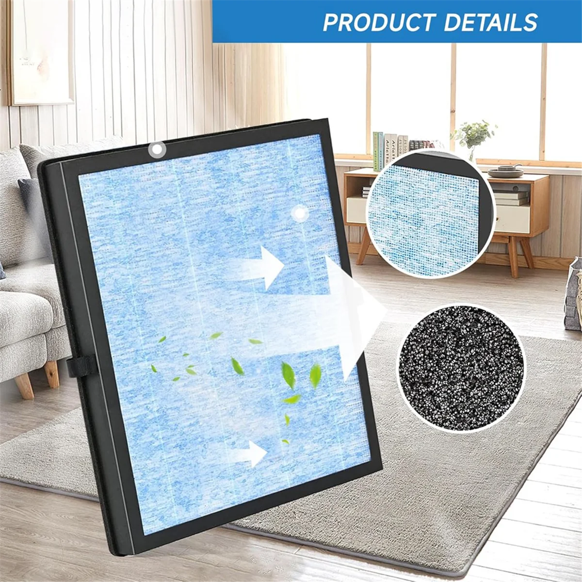 MK04 AIR แผ่นกรองทดแทนสําหรับ Aroeve MK04 MG04JH, H13 True HEPA Filter, เปรียบเทียบกับชิ้นส่วน MK04LX, 2 แพ็ค, สีฟ้า