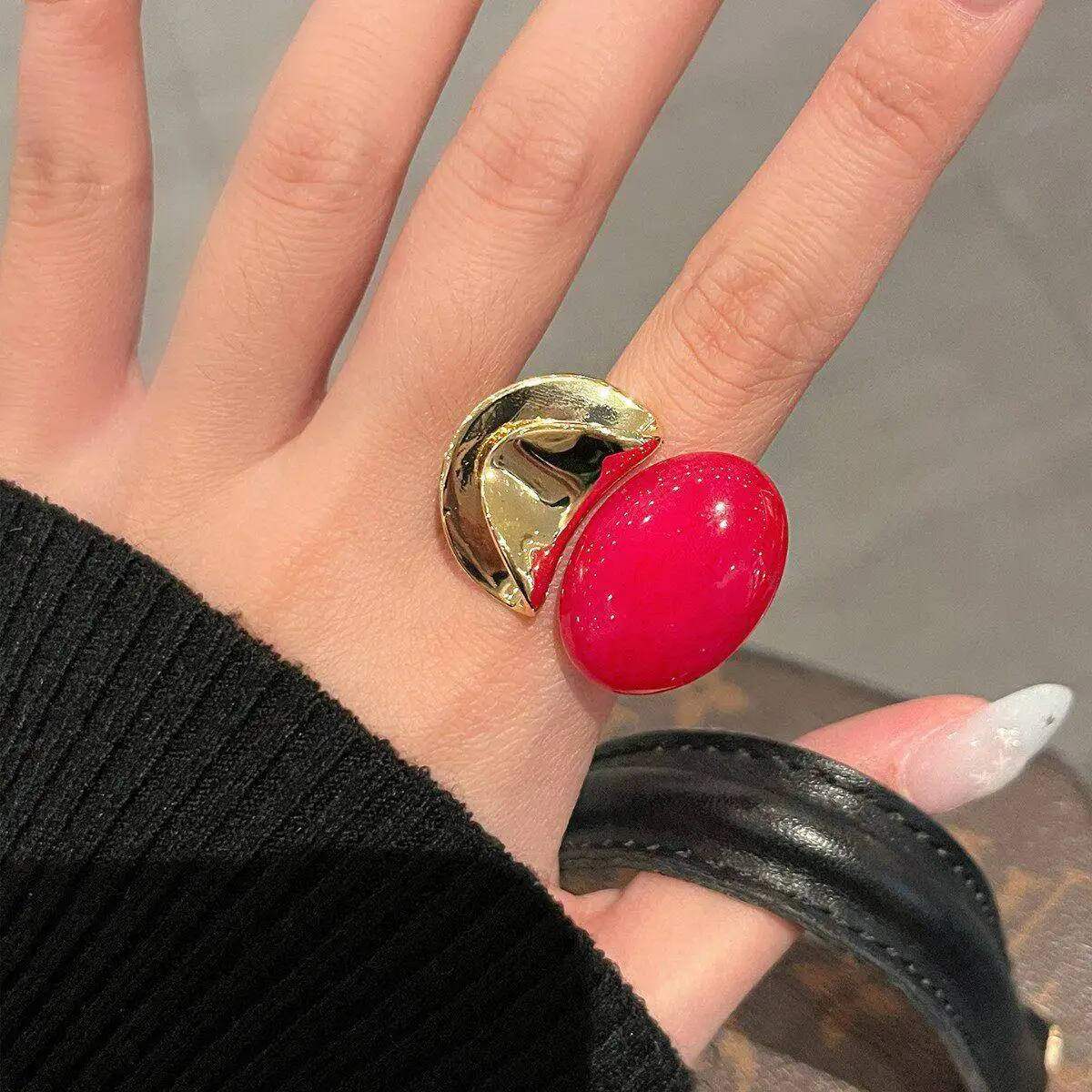 

Retro Natural Tiger Eye Stone Embedded Ring Open Style Finger Ring Personality Trendy Earring Fashion Jewelry Accessories