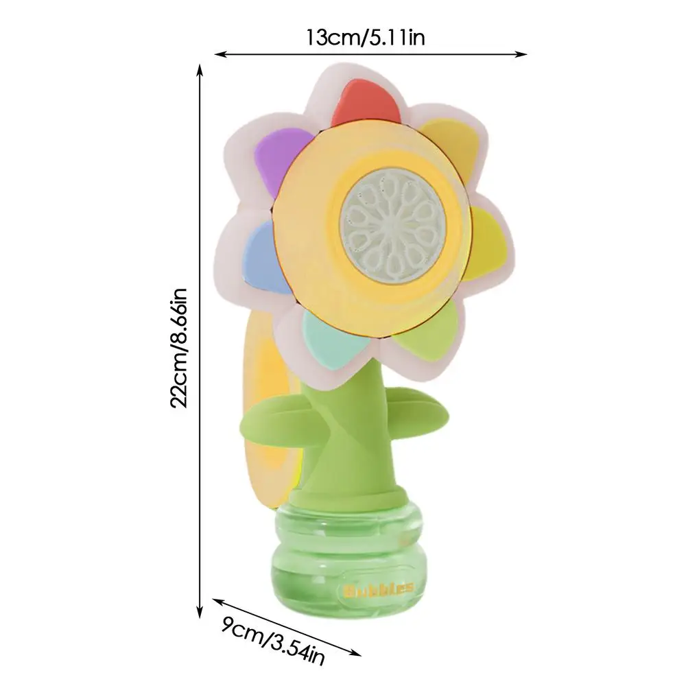 Seven Color Sunflower Handheld Bubble Machine Shake Head Soap Bubbles Swing Light 3 Speed Adjustment Automatic Blowing Kids Toys