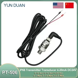 IP68 Pressure Transmitter Transducer Underground Water Pressure Sensor 0-16/10/25 Bar Water Gas Hydraulic Sensor for Water Pump