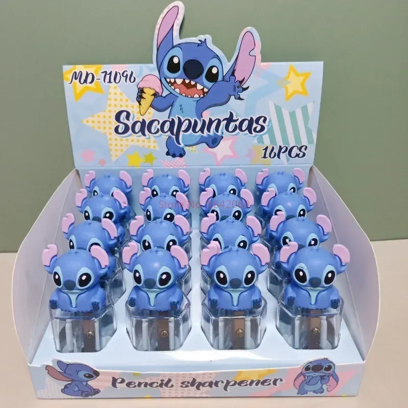 Imagem -04 - Disney Stitch Pencil Sharpeners Sharpening Tool Material Escolar Estudantes Crianças Papelaria Atacado 16 Pcs