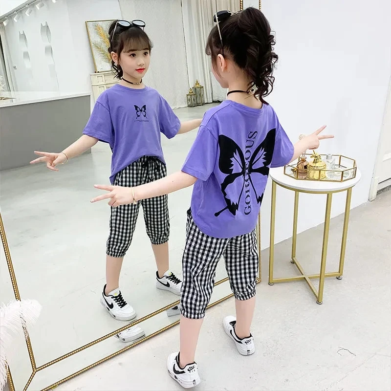 

Girls Clothing Casual Set 2Pc Summer T-shirt Pants Fashion School Girl Outfit Children Clothing for Girls Boutique Kids Clothing