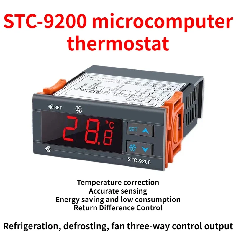 

STC-9200 цифровой регулятор температуры, термостат, терморегулятор с охлаждающим размораживанием, вентилятор, сигнализация 12 В, 24 В, 220 В