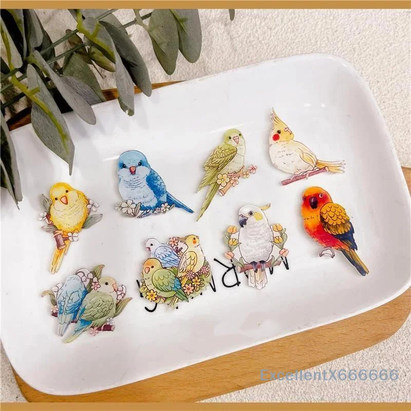 Kawaii Parrot Refrigerator Magnets Cute Cartoon Bird Decor Magnets 6/12Pcs for Home Kitchen Whiteboard Student Locker Decor Sou
