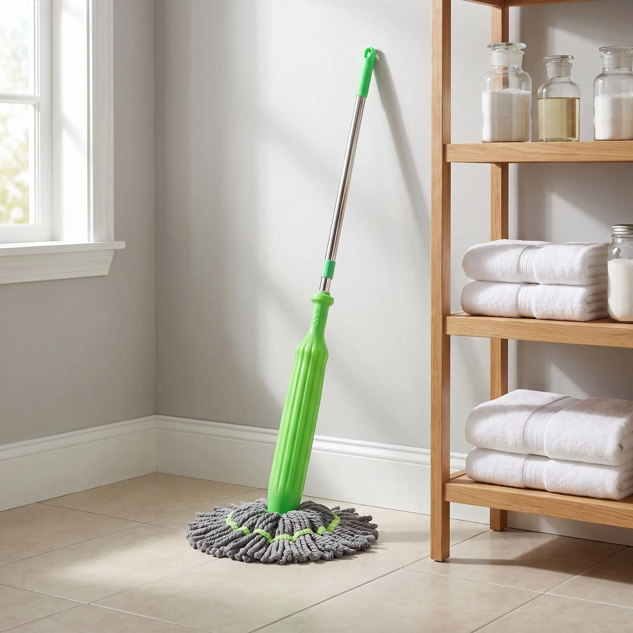Stainless Steel Hands Free Wringing Mop Cleaning For Floor Easy To Use Microfiber Squeeze Home Heavy Duty Wet Manual Bathroom