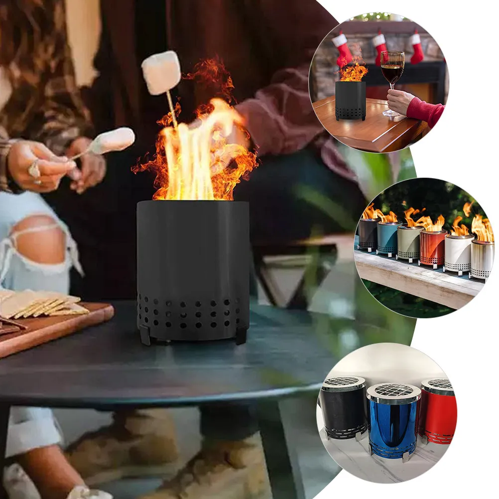 Metal Desktop H Warmer Pit Heater Portable Stove Outdoor Fireplace Tabletop Small Fire Pit Smokeless Indoor Backyard