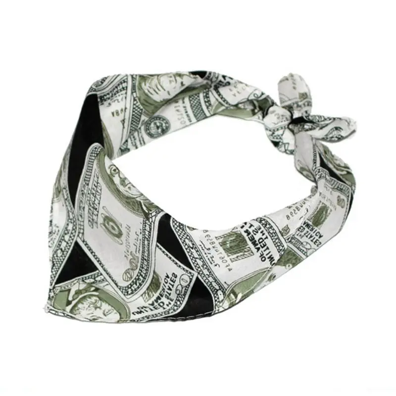 Hip Hop Cotton Multi-Purpose Bandana Square Scarf Dollar Money 3D Printed Headband Wrap Handkerchief for Men Dropshipping