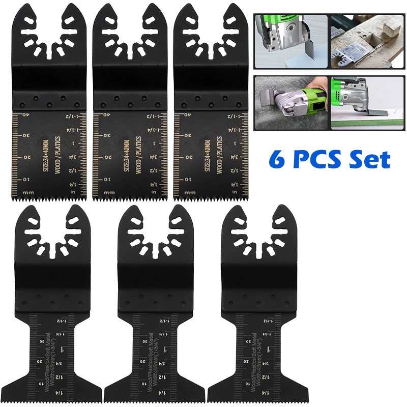 6 PCS Oscillating Saw Blades High Carbon Steel Bi-Metal Multi tool Blades Sharp Wear Resistant Multi Cutter Blade Accessories