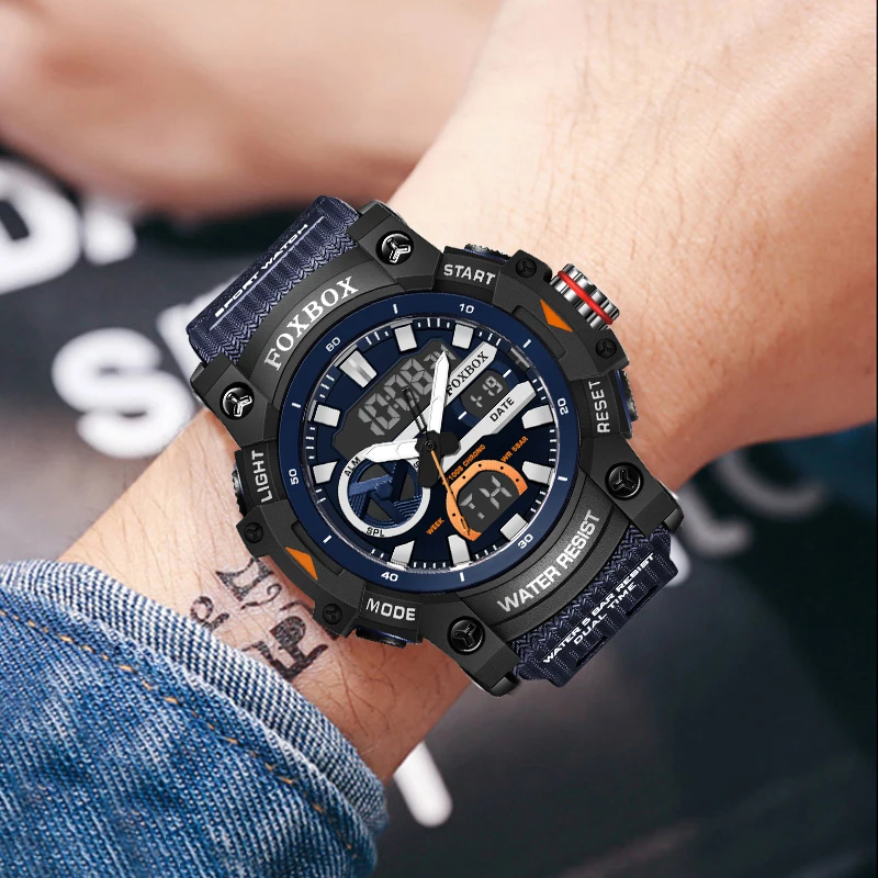 LIGE Sport Men Quartz Digital Watch Creative Diving Watches Men Waterproof Alarm Watch Military Dual Display Clock Reloj Hombre