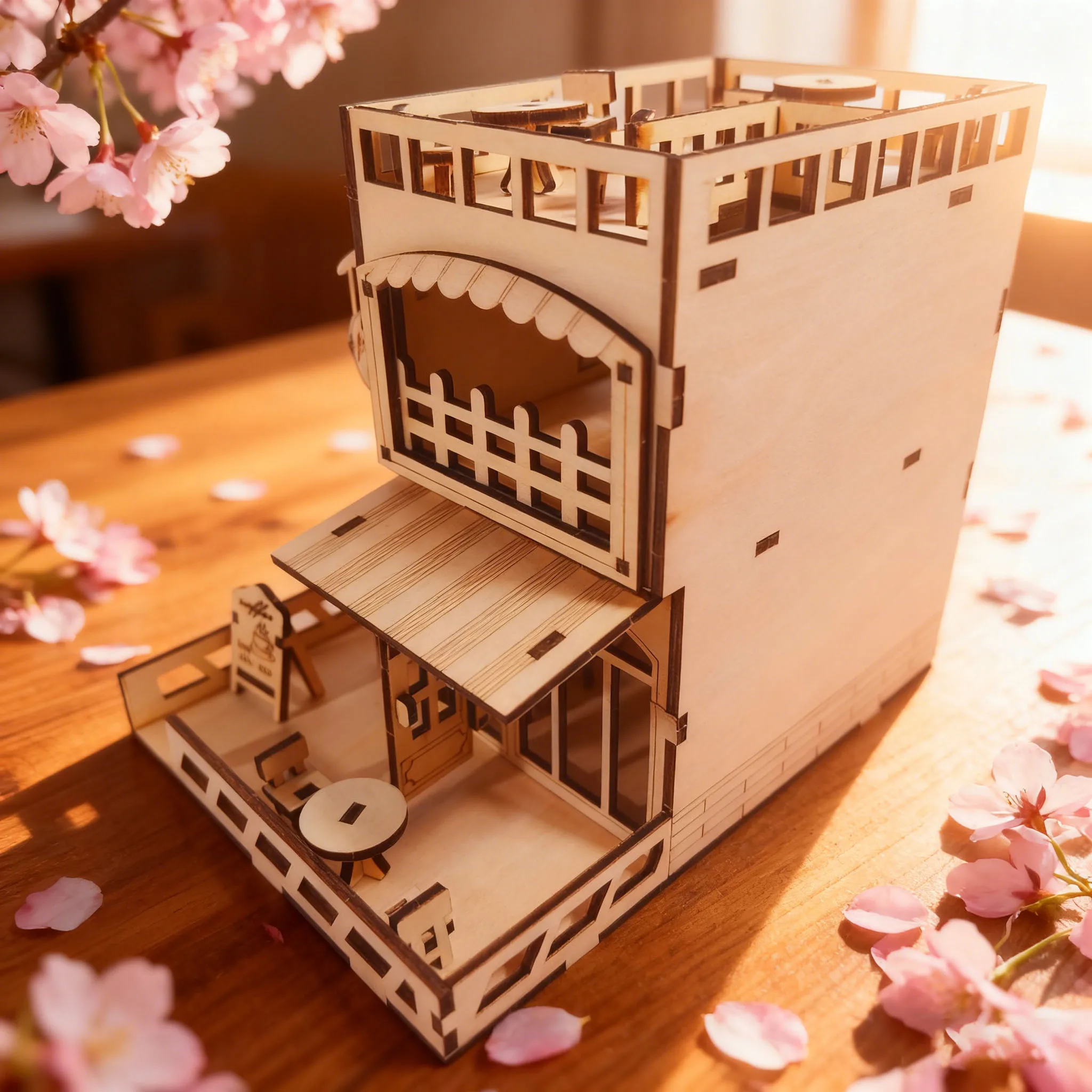 DIY Coffee House Exquisite Miniature Model Creative Gift Ingeniously Designed Inspiration for Unique Presents 3D Wooden Puzzle