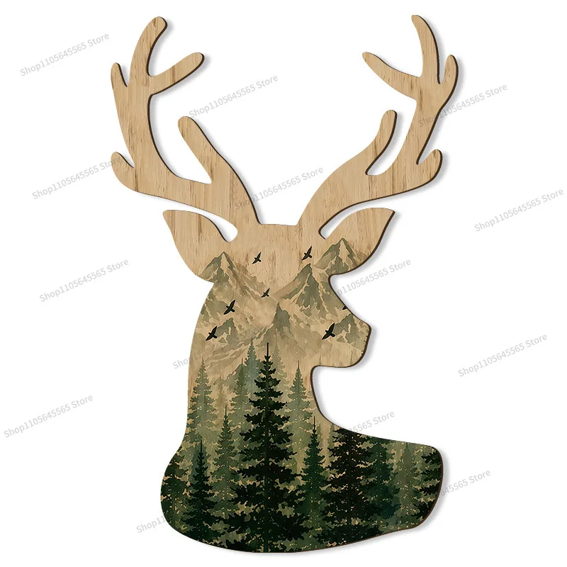 For Christmas Wooden Home Animal Ornament Elk Shape Wall Decoration