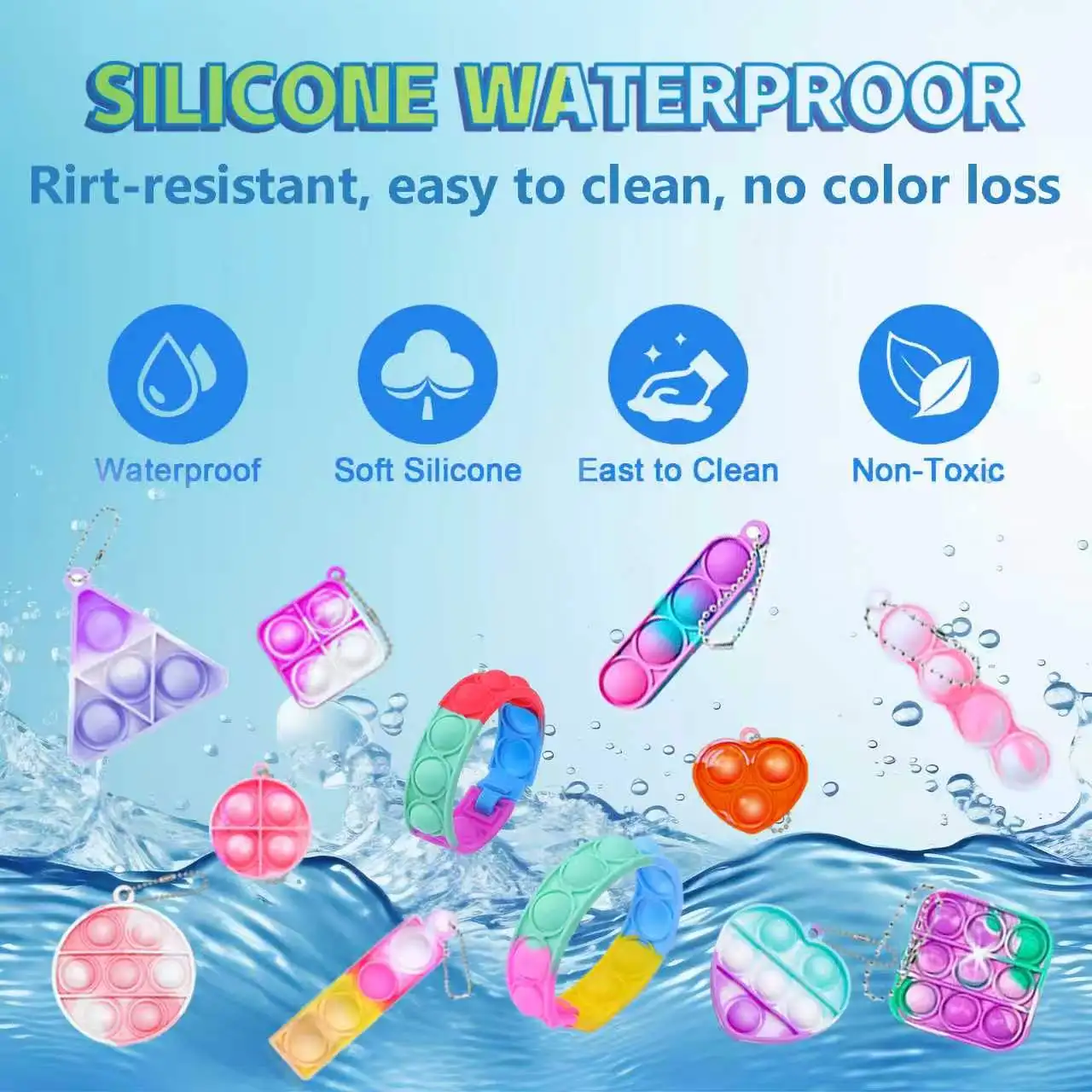 Mini Pop Keychain Fidget Toys for Kids-Birthday Party Favors Stocking Stuffers Classroom Prizes Stress Relief Toys For Children view 3