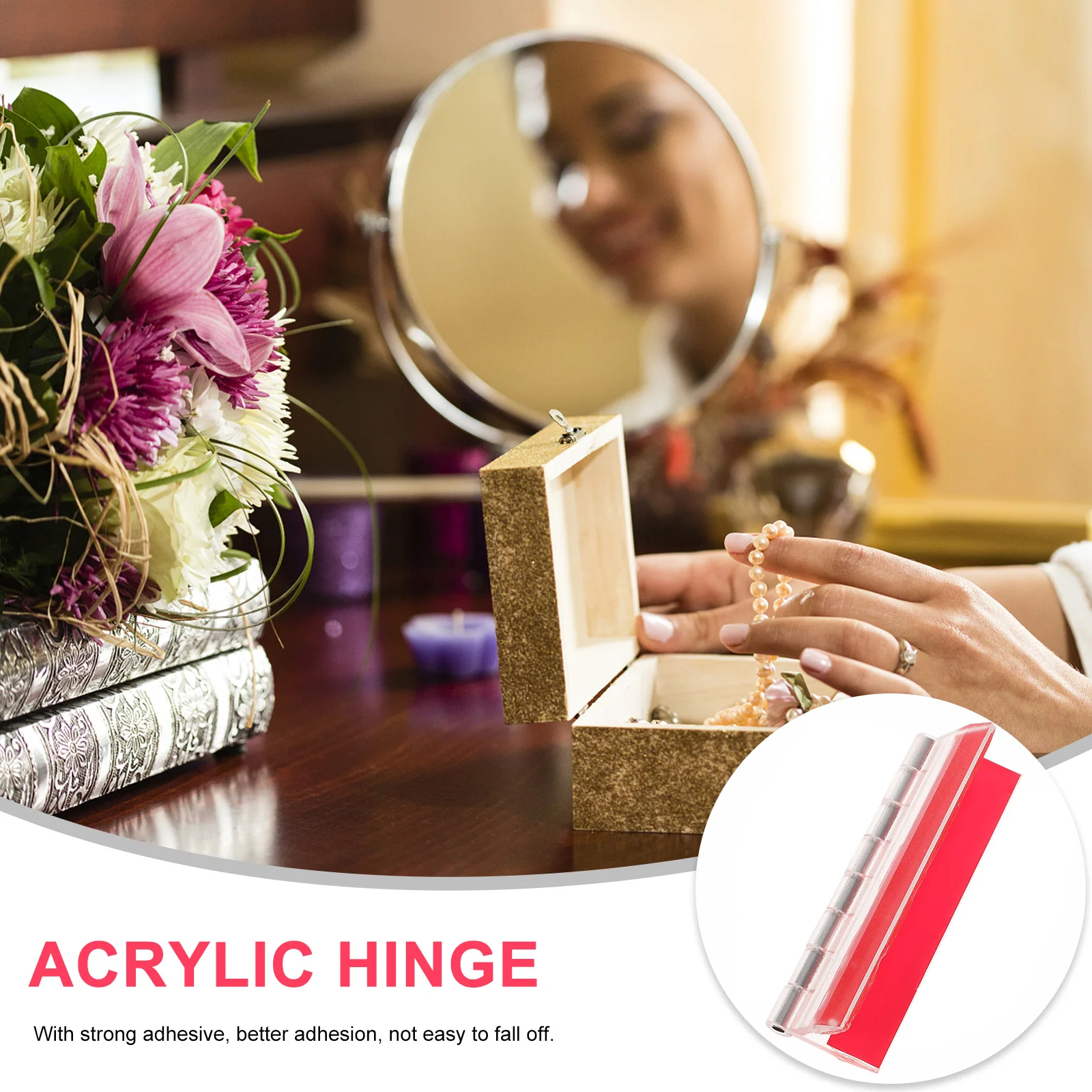 

5pcs Self Adhesive Hinges Acrylic Continuous Hinge for Cabinet Doors Glass Metal Panels Plastic Boards Doubled Sided Tape Strong
