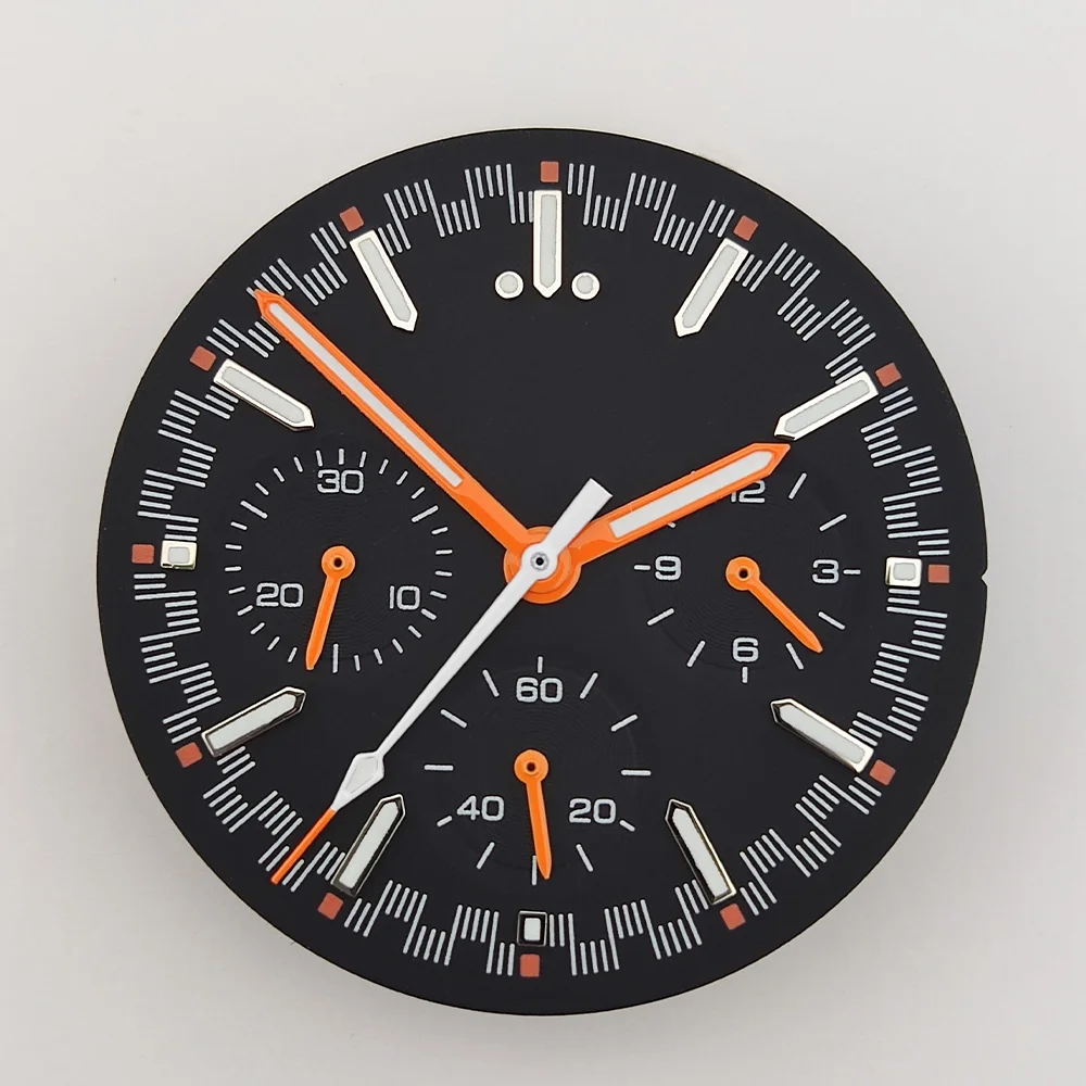 32.5mm Dial VK63 Dial VK63 Panda Dial Chronograph Electronic Multifunctio Luminous Dial VK63 Hands Fits VK63 Movement