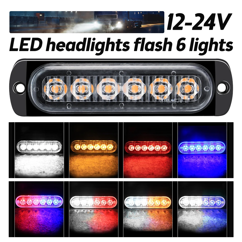 NEW 6LED Car led strobe light Flashing Grille Lights 12V 24V emergency light WARN LIGHT 6LED Flash For Truck Trailer Beacon Lamp