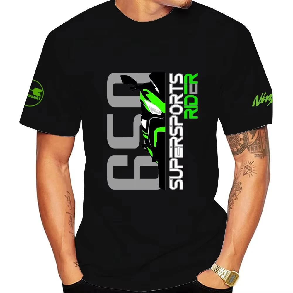 

Kawasaki Ninja 650 Motorcycle Men T-shirt Summer Short Sleeve Women Tee Shirts 100% Cotton 2025 New Fashion Couple Clothes Tops