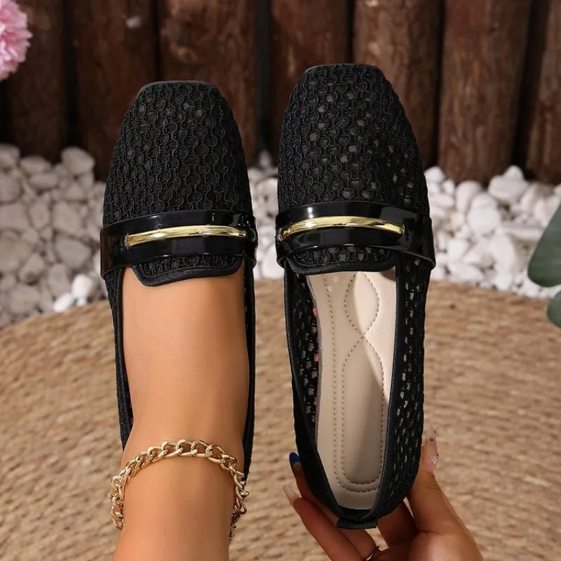2026 Sommer Damen Mary Jane Flache Schuhe, Neue Runde Zehenpartie, Netzstoff, Hohldesign, Ballerinas, Bequeme Outdoor-Freizeitschuhe zum Gehen – Detail 6