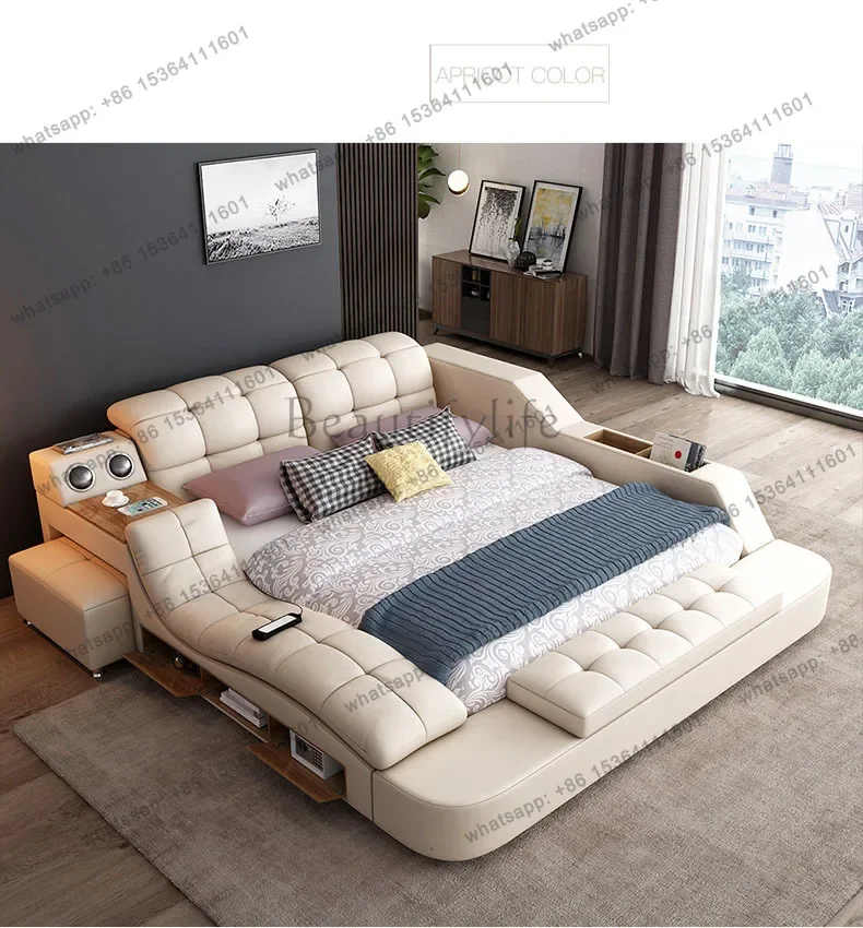 

yj19 Leather Bed Frame Massage Home Bedroom Furniture Camas Lit Muebles De Dormitorio Yatak Mobilya Quarto Bet