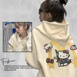 Sanrio Hello Kitty Hoodies Woman Men Cartoon Anime Printed Hooded Pullovers Loose Y2k Harajuku Sweatshirt Kawaii Lolita Hoodies