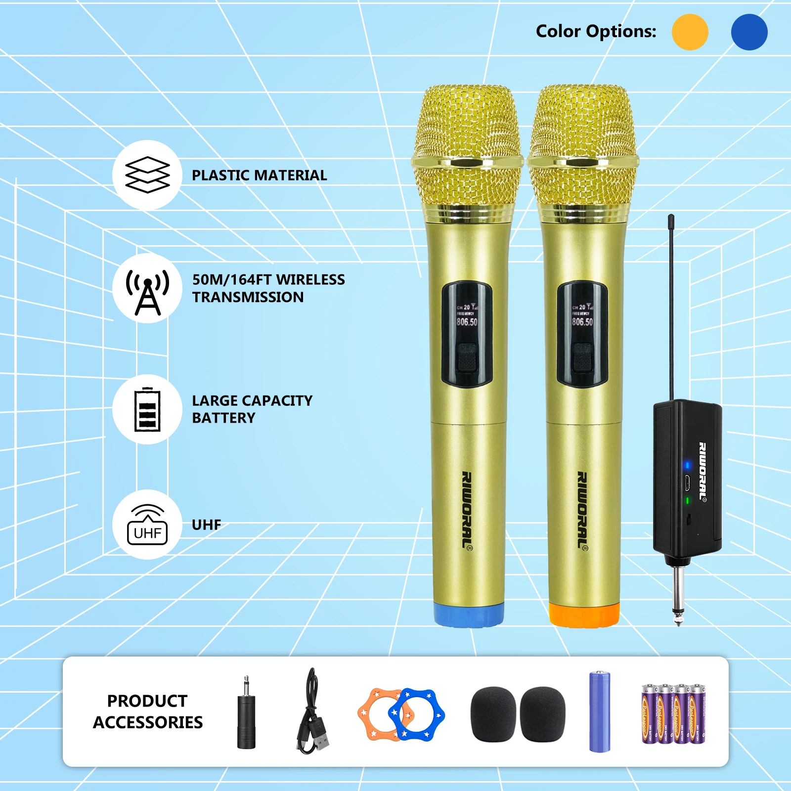 

Беспроводной микрофон UHF Беспроводной динамический микрофон Ручная микрофонная система для вечеринки, церкви, DJ, свадьбы, домашнего комплекта KTV