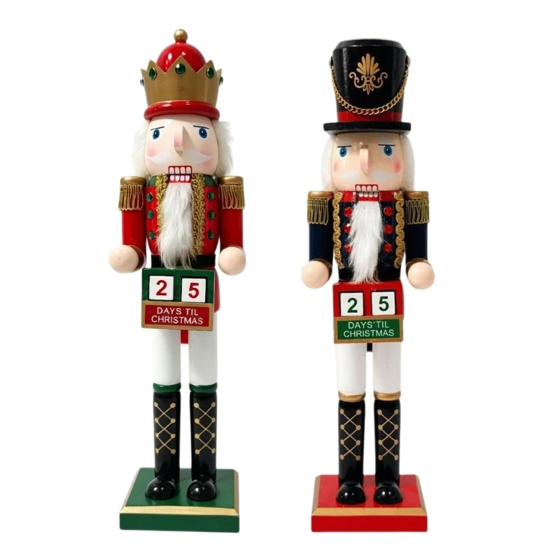 Weihnachts-Adventskalender mit Nusssoldaten aus Holz für die Regal-Tischdekoration 3XUF – Detail 1