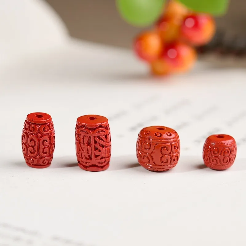 10pc Natural Cinnabar Circular bead DIY Accessories Pendant Bracelet Earring Jewellery Fashion Charm Gift Jewellery Chinese