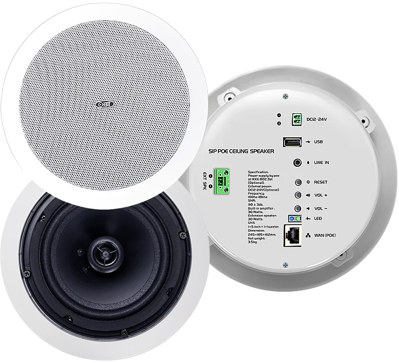 OBT-POE611 Shenzhen OBTPA Manufacturer ip ethernet Rj45 POE ceiling loudspeaker SIP network active speaker ceiling speaker