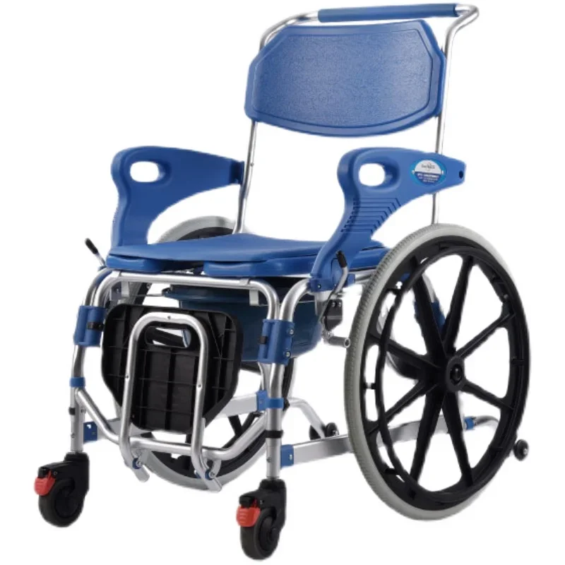 Elderly with Wheels Potty Seat Bath Dedicated Bath Chair Folding Mobile Toilet Chair Disabled Toilet