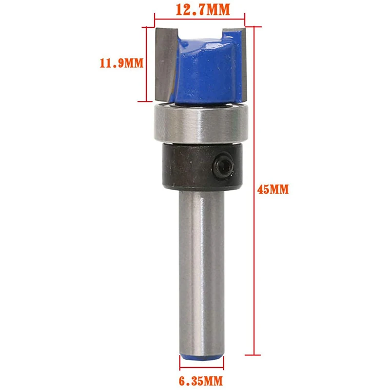 Juego de brocas de enrutador con vástago empotrado, herramientas de fresado de rodamiento superior para carpintería, plantilla de patrón, 3 piezas, 1/4 pulgadas
