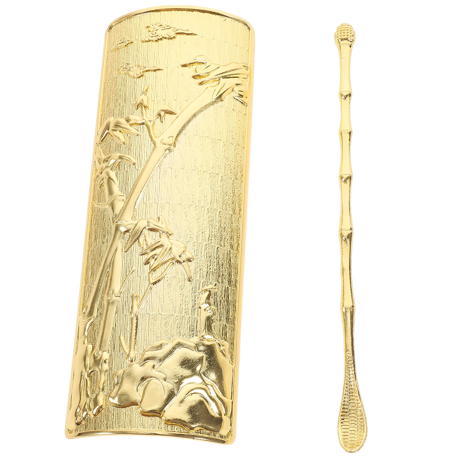 

1 set Ceremony Accessories Chinese Gongfu Tea Tools Set Alloy Scoop Golden Red Color Easy Storage Clean Smooth Design Tea Spoon