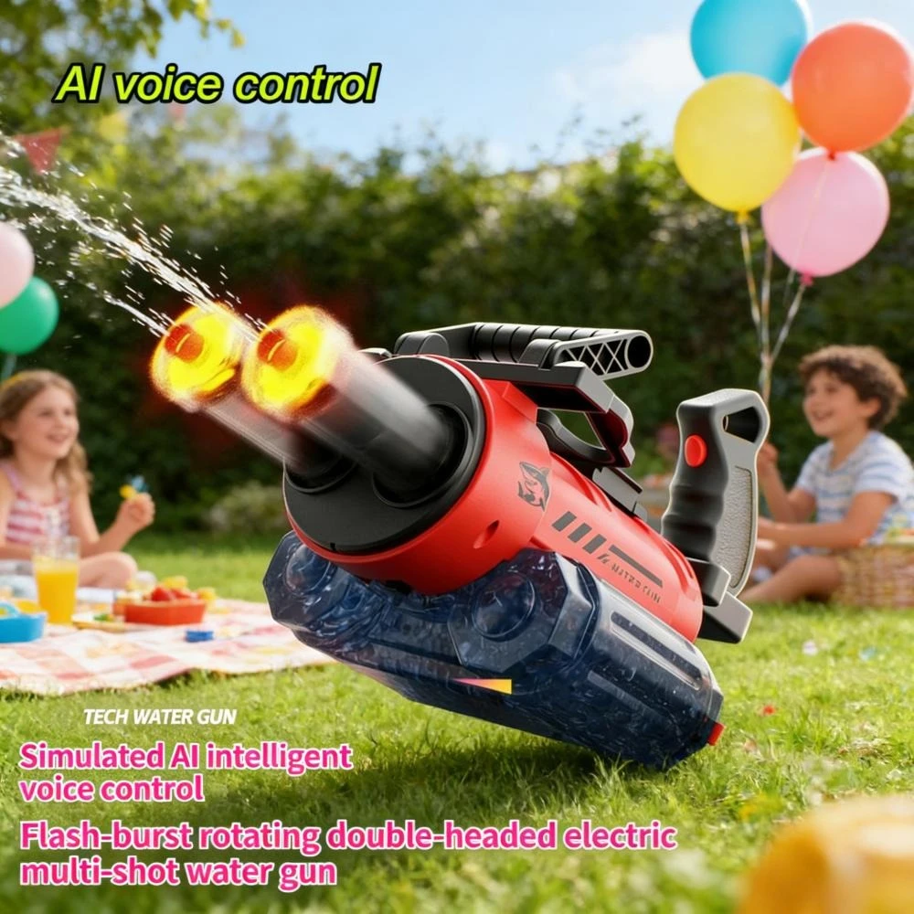 

Smart AI Voice Controlled Electric Gatling Water Gun Automatic Toy for Kids Outdoor Summer Fun Handheld Water Play Gift