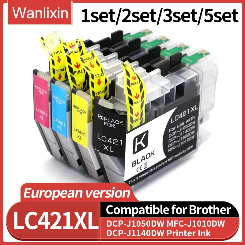 European version 1~5set LC421XL LC421 421XL Compatible Ink Cartridge For Brother DCP-J1050DW MFC-J1010DW DCP-J1140DW printer INK