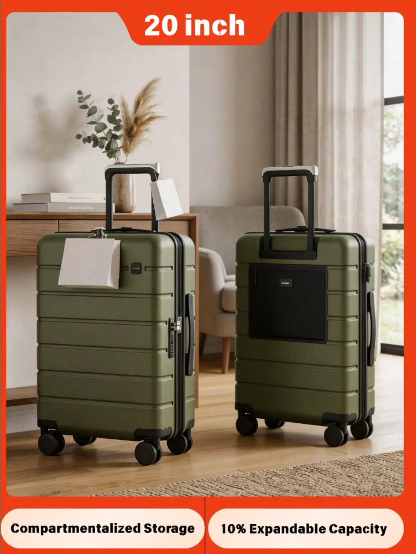 1pcs 20 Inch Expandable Hardside Carry-On, Airline-Approved Size, TSA Lock, Spinner Wheels, Perfect For Beaches, Road Trips & For Father's Day Gift