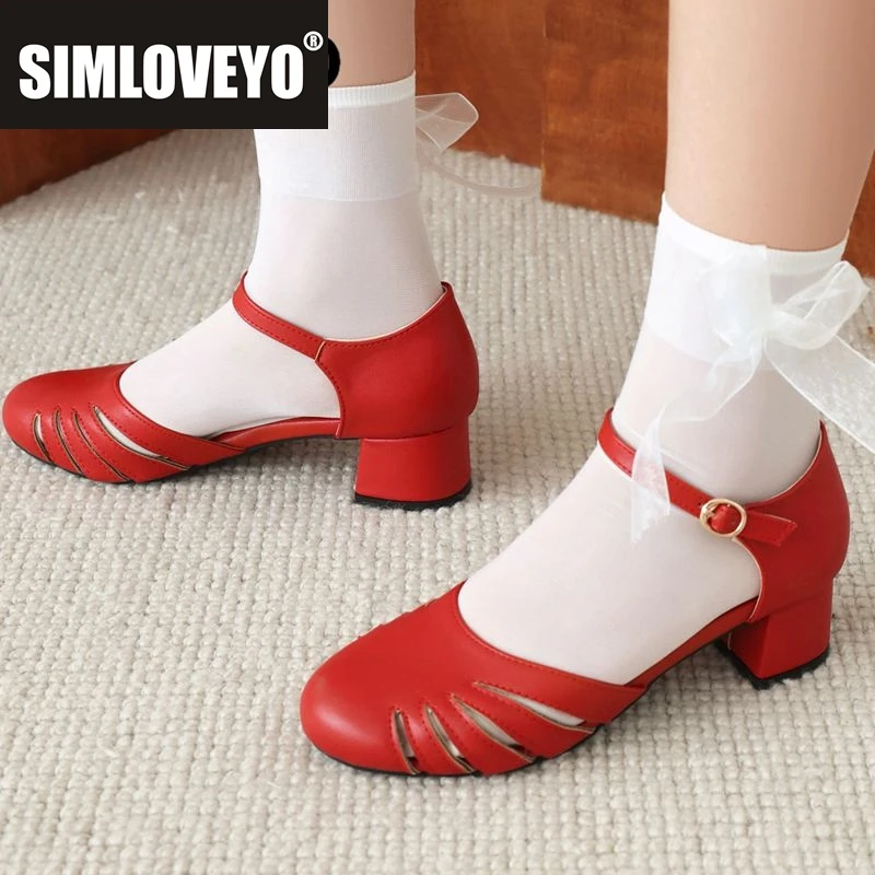 

SIMLOVEYO 2024, новые летние сандалии для девочек 30, 31, 32, круглый носок, блочные каблуки, пряжка, ремешок, большой размер 42 43, милая повседневная женская обувь