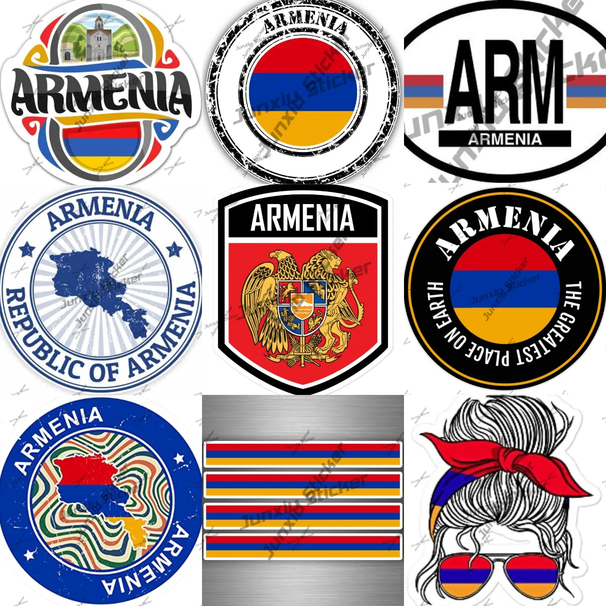 

Armenia Coat of Arms Emblem Stickers Armenian Flag Oval Country Code AM Gay Rainbow Map Flag Sticker Gyumri City Exterior Travel