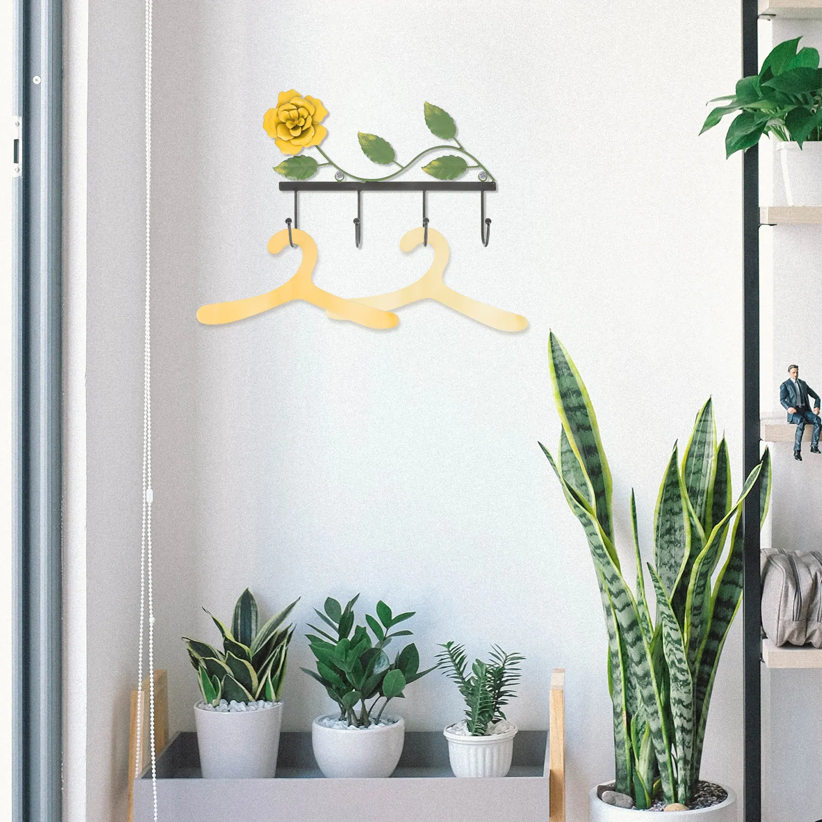 

Rose Design Iron Wall Hanger Creative Iron Rose Hooks Coat Hat Bag Sundries Organizer Home Decoration Multipurpose Hanging Rack