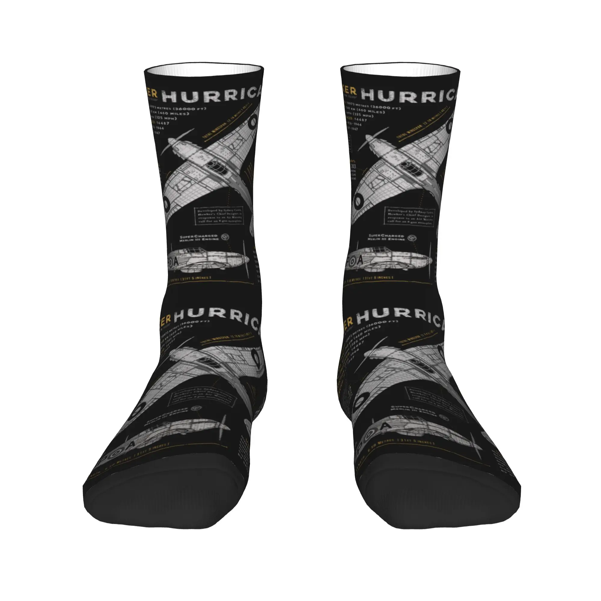 

Hawker Hurricane Men's Crew Socks Unisex Fun Fighter Pilot Aircraft Airplane Plane Spring Summer Autumn Winter Dress Socks