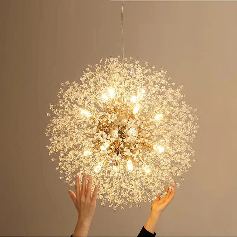 modern crystal dandelion led light chandelier para sala de jantar lampada pingente decoracao home luxo hanging lampadas para teto 01