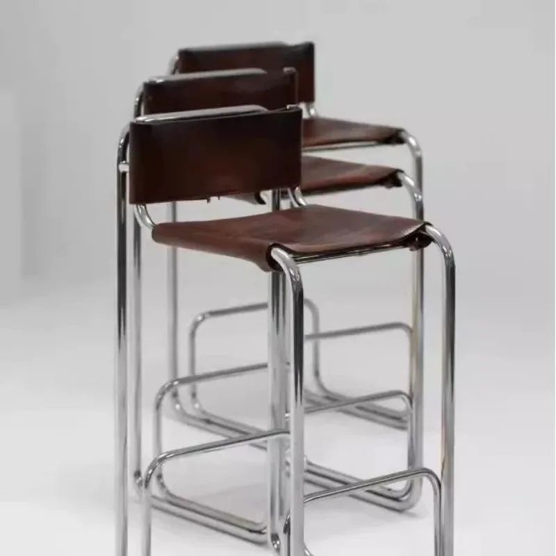 الفولاذ المقاوم للصدأ الطعام كرسي طويل الساق الشمال أنيقة القضبان البراز مريحة مسند الظهر جزيرة مقعد للبار الحديثة الفاخرة المطبخ مقاعد للبار #4