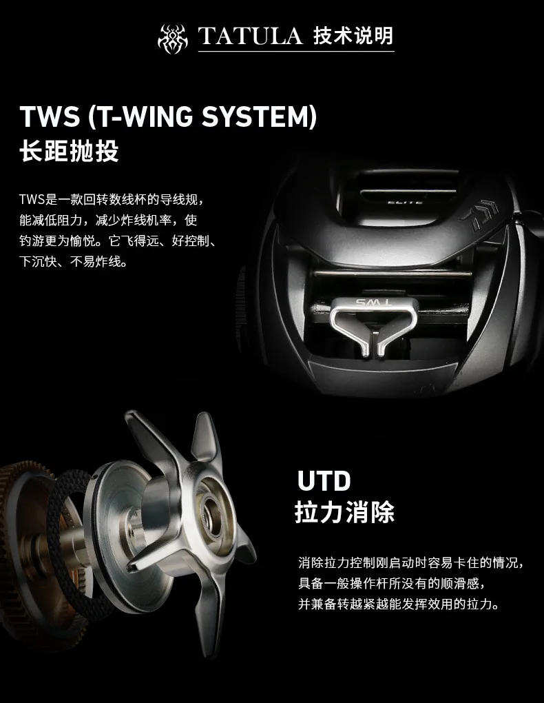 DAIWA TATULA ELITE / TATULA ELITE P/F Baitcast-Rolle Angelrolle 7+1BB Max Drag 5-5,5 kg Salzwasserräder – Detail 2