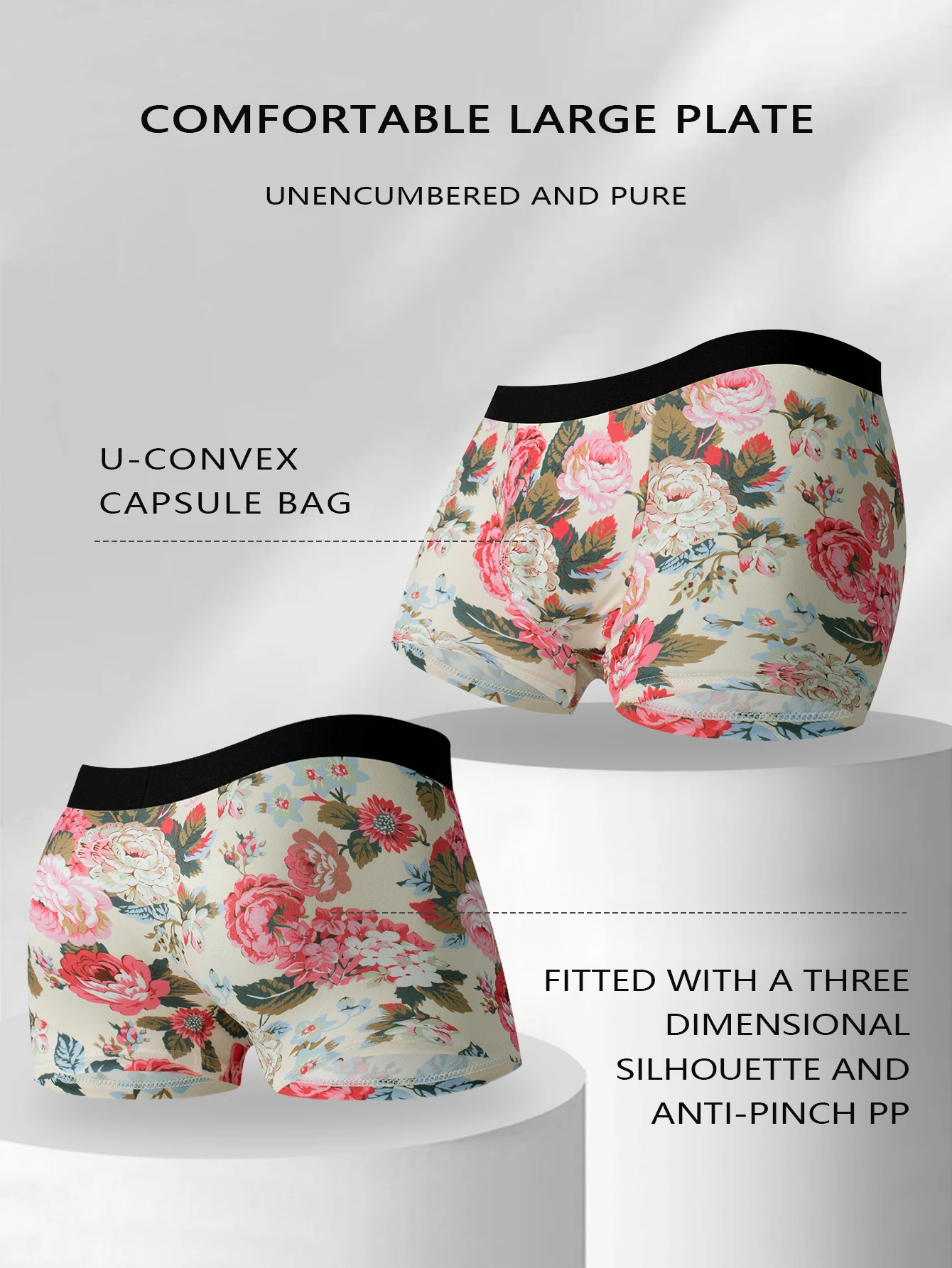 New 5 pairs of men's underpants high-grade fashion trend of flowers printed boxer shorts comfortable breathable pants