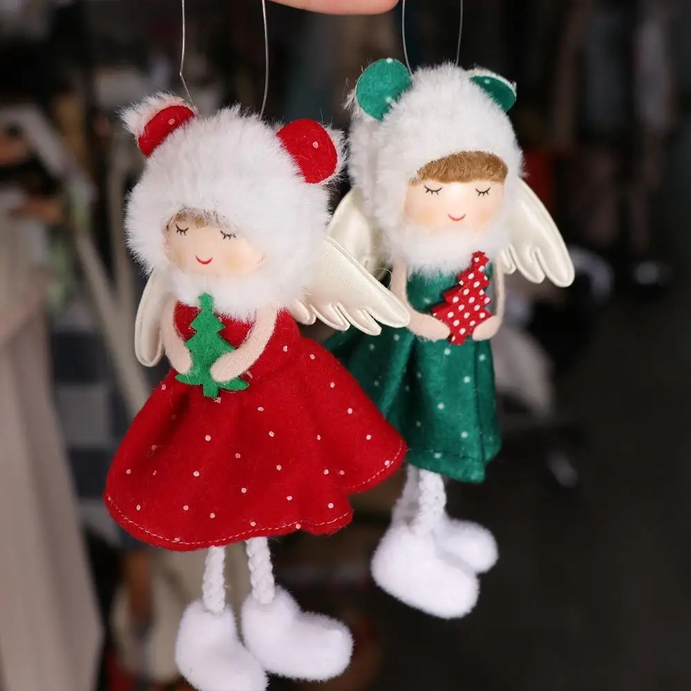 Decorative Red Green Christmas Elf Doll Plush Hanging Xmas Tree Hanging Angel Pendants Cute Red/Green Red Green Elf Angel