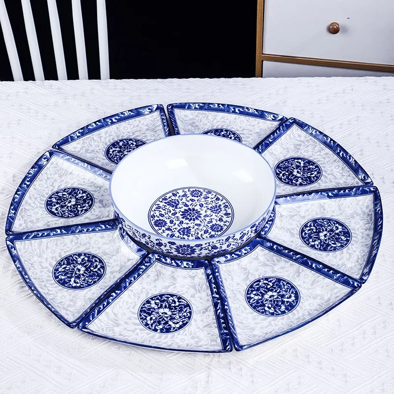 

Креативный керамический набор посуды для морепродуктов: тарелки для дома в форме веера, комбинированные тарелки в китайском стиле, круглые тарелки