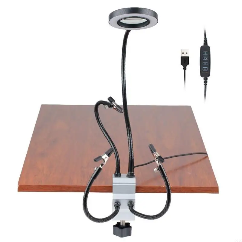 

20RC Third Hand PC-B Holder Tool LED Magnifier for Bench Vise Table Clamp Modeling