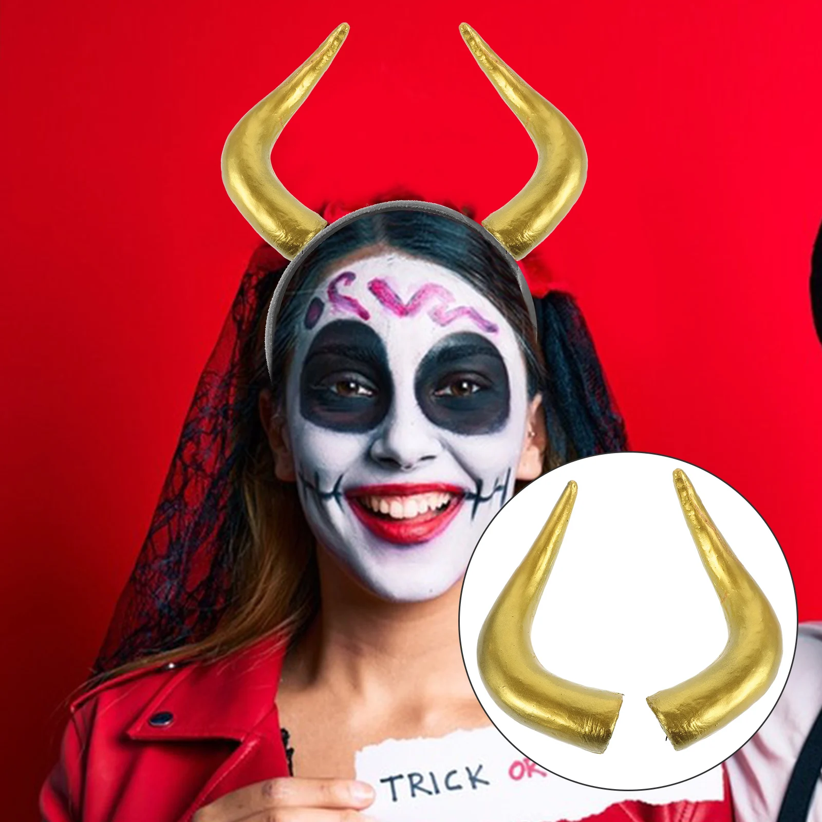 Simulation Ox Horns Headband Plastic Costume DIY Prop Bull Imitation Halloween Cosplay Artificial Hair Clasp